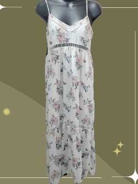✨ Abercrombie And Fitch Creme Bird And Butterfly Floral Maxi Dress Size XSP
